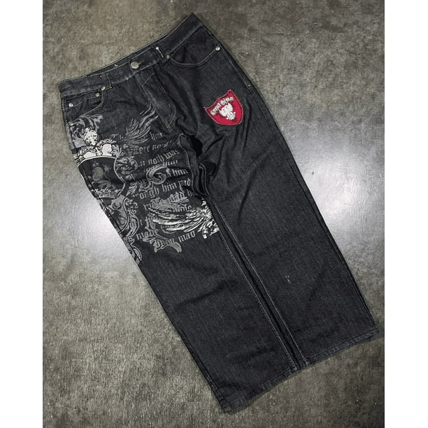 2024 nuevo americano Harajuku Retro recto de cintura alta Y2K estilo callejero mujeres lavado azul bolsillos pantalones vaqueros holgados pantalones anchos góticos