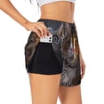 thumbnail image 1 of Honeii Wide Eyed Cartoon Cats Print a Double-Layered Women's Running Short, Ideal for Gym, Tennis, and Various Activities, Complete with a Practical Pocket-Small, 1 of 7