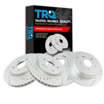TRQ Front and Rear Performance Brake Rotors Set Premium G-Coated Cross Drilled & Slotted Fits Select 2007-2012 Acura RDX 2007-2016 Honda CR-V