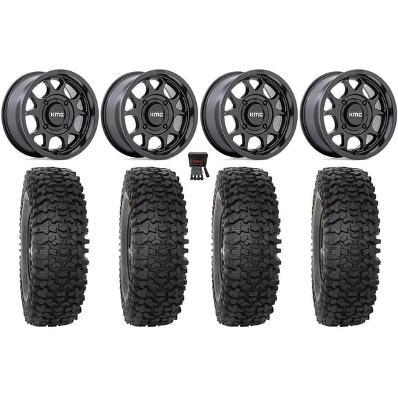 KMC Toro S 15" Wheels Black 35" RC500 Tires Kawasaki Mule Pro FXT