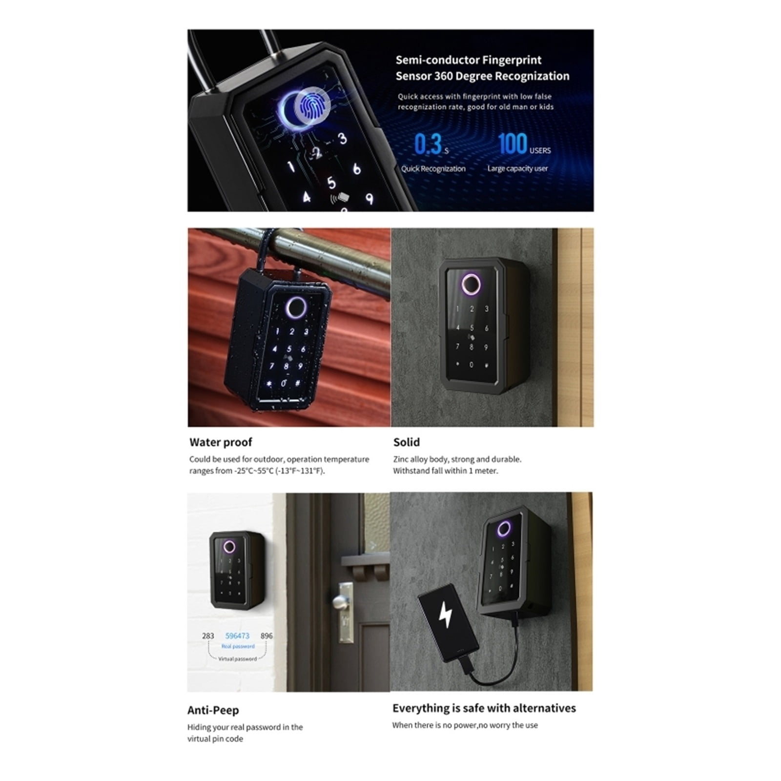 Key Safe Box Outdoor, Wall Mount Key Box with Shackle Large Capacity Lockbox Support APP Remote for House Key Car Key Apartment Outdoor Indoor