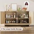 thumbnail image 4 of Farmhouse style 61" Rattan Buffet Cabinet - Farmhouse Storage Sideboard with 4 Doors & Adjustable Shelves, Woven Console Table for Dining Room, Living Room, Entryway, 4 of 8