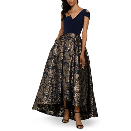 Betsy & Adam Petite One-Shoulder Ballgown Navy Size 12 P