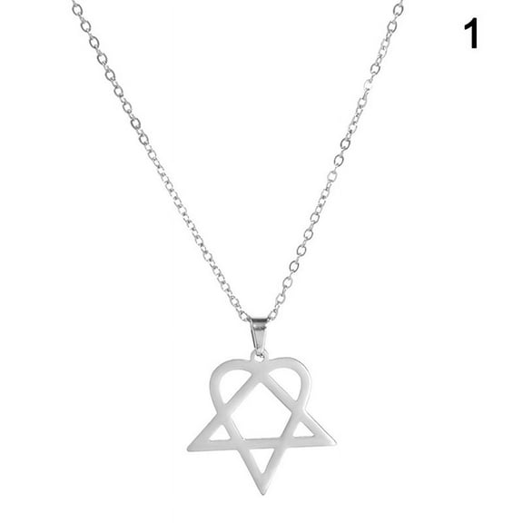 Classic simple Heartagram Star Heart Stainless Steel Pendant Necklace jewelry