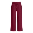 thumbnail image 3 of Guluxicc Women's Linen Pants with Pockets Elastic Waist Drawstring Wide Leg Trousers Summer Casual Outfits for Everyday Wear, 3 of 8