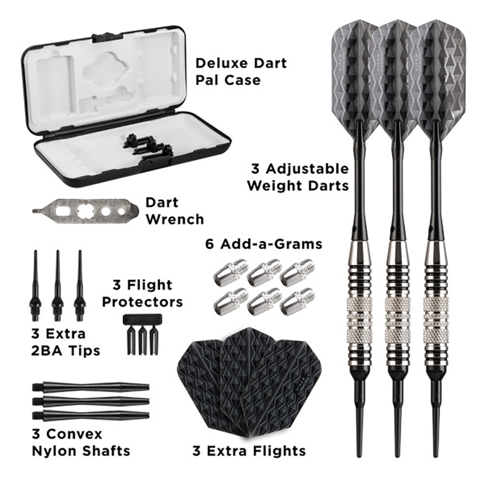 Viper Bobcat Nickel Plated Adjustable Soft Tip Darts w/ Black Rings, 16-19 Grams