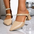 thumbnail image 2 of Miluxas Pumps for Women Pointed Toe Chunky Heels Comfortable Block Heel Plus Size Work Dress Pump Shoes Khaki 9(42), 2 of 9