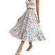 thumbnail image 3 of VISgogo Falda larga para mujer, cintura elástica, estampado floral, volantes, dobladillo grande, línea A, faldas casuales, S/M/L/XL VISgogo  moda, 3 of 7