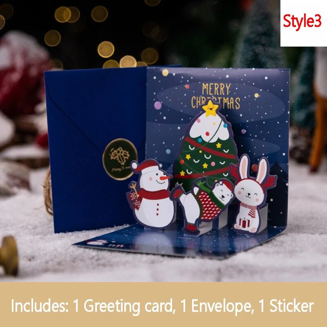 Tarjeta de felicitación de Navidad 3D Pop Up, tarjetas de regalo de Año Nuevo, tarjetas de agradecimiento de cumpleaños, decoraciones para amigos, familia, niños