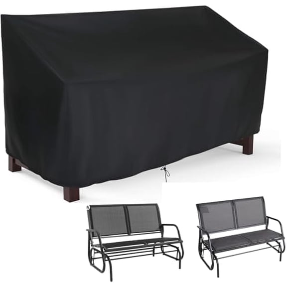 Outdoor Glider Bench Cover, Waterproof Patio Porch Loveseat Covers for Yard Rocking Swing Chair, Garden 2-Person Sofa, Black, 48" W x 29" D x 36" H