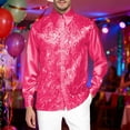 thumbnail image 2 of JAJAHO Sparkly Sequins Shirt Men Button Up Shirts Long Sleeve Collar Stage Performance Glitter Top Disco Party Clubwear Formal Evening Wear Blouse Cozy Tops, 2 of 4