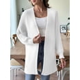 thumbnail image 2 of Women Knit Long Cardigan Long Sleeve Open Front Oversized Sweater Coat White L, 2 of 6