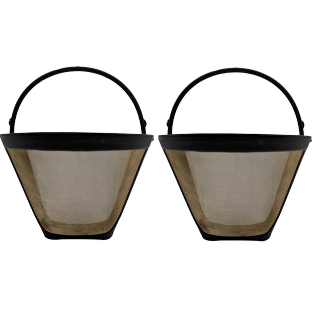 Blendin Filtre à Café Réutilisable #4 Style Cône en Maille d'Acier Inoxydable Doré, Compatible avec Cuisinart GTF-4 et Autres Cafetières (Lot de 2)