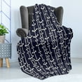thumbnail image 4 of Geometric Soft Flannel Fleece Blanket, Japanese Influenced Ornamental Vertical Dotted Pattern Traditional Vintage, Cozy Plush for Indoor and Outdoor Use, 50" x 60", Dark Blue Cream, by Ambesonne, 4 of 5