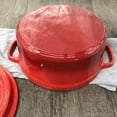 thumbnail image 2 of Olla de hierro fundido para estufa y horno - Horno cubierto de hierro fundido - Redonda - Tamaño 24 cm, Capacidad 3,8 litros, Rojo, 2 of 5