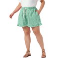thumbnail image 4 of Agnes Orinda Women's Plus Size Boxer Shorts Ruffle Shorts Elastic Waist Drawstring Summer Casual Lounge Cute Short with Pocket 4X Dark Green, 4 of 6