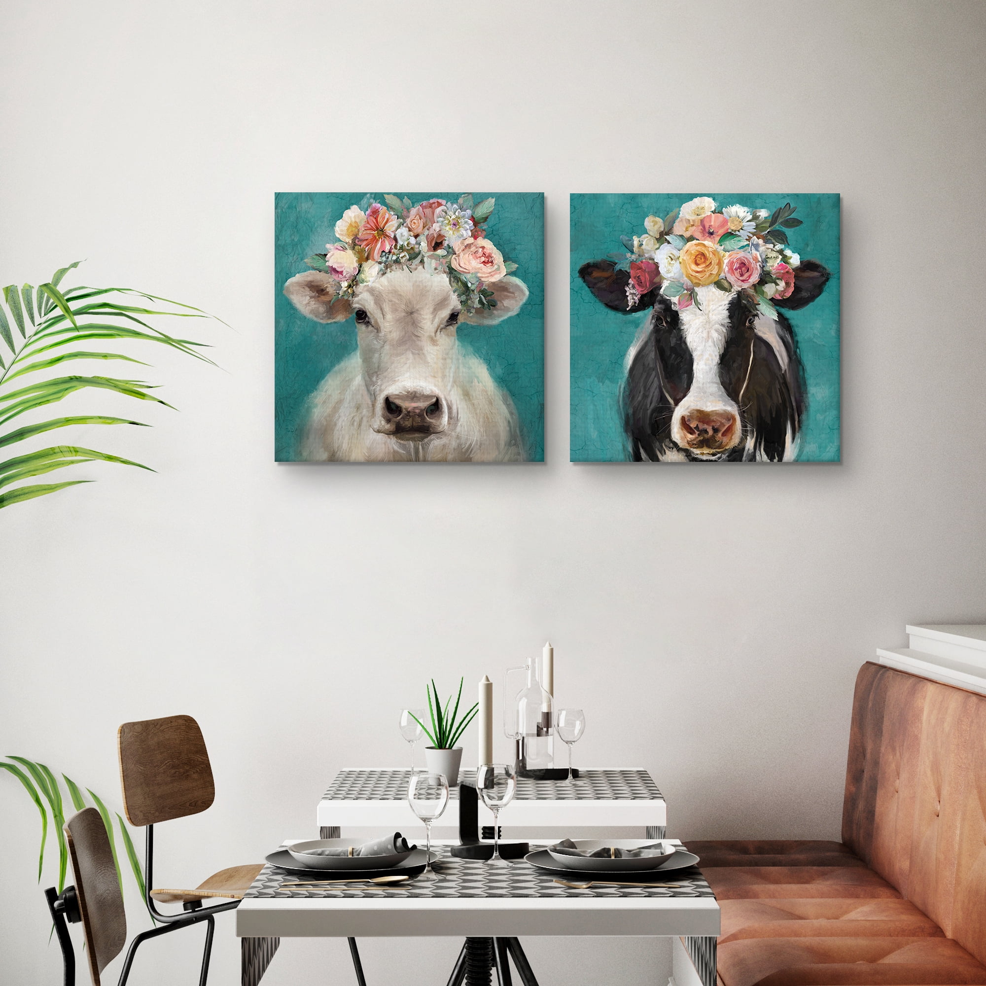 Fancy Cows I, II by Studio Arts Canvas Art