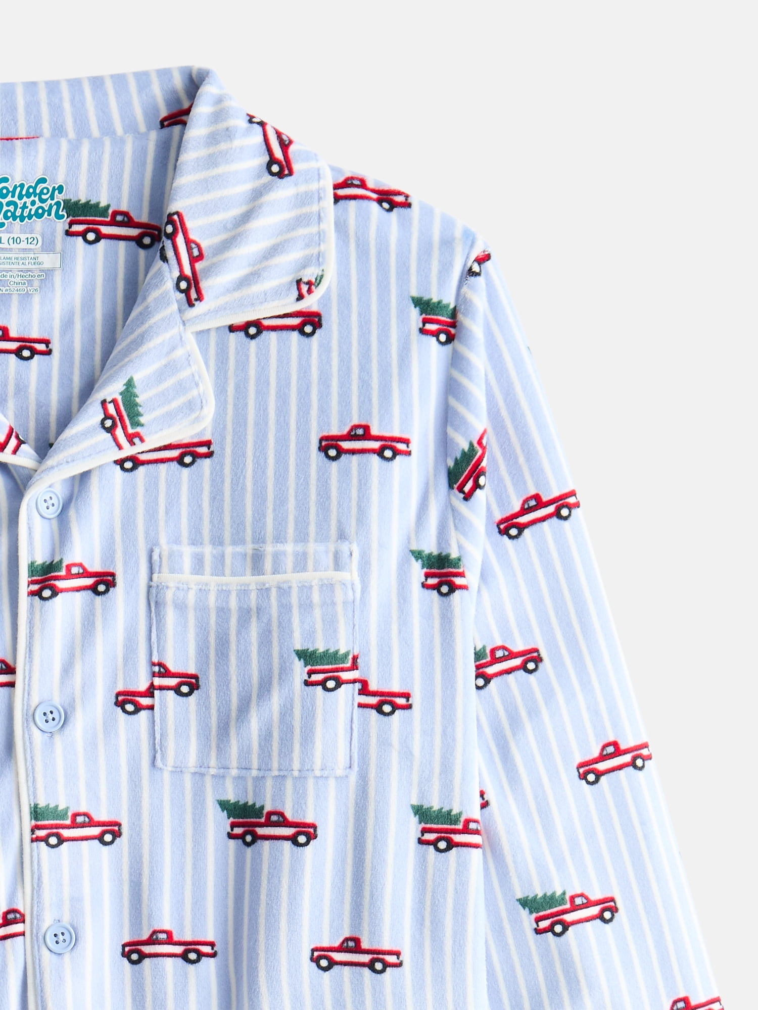 Wonder Nation Boys Button Front Pajama Top and Pants Set, 2-Piece, Sizes 4-18