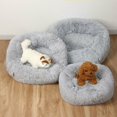 thumbnail image 4 of Cama cuadrada de lujo para perros pequeños, medianos y grandes, esterilla de felpa larga, suministros para mascotas, cama calmante lavable, 4 of 4