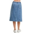 thumbnail image 3 of INSPIRE CHIC Women's Denim Skirt High Waist A Line Elastic Back Waist Casual Knee Length Jean Skirts M Light Blue, 3 of 6