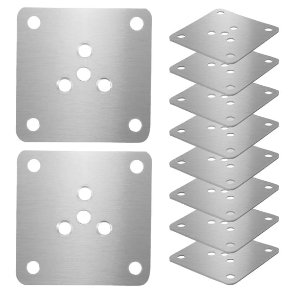 HAMPPLIES 10Pcs Plated Silver Metal Leg Mounting Plates for Furniture Repair and Enhanced Sofa Leg Support