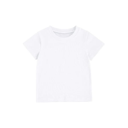 

Canrulo Summer Toddler Baby Girls Boys T Shirts Tops Solid Short Sleeve Pullover Solid Causal Tops White 4-5 Years