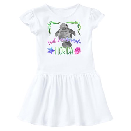 

Inktastic Fort Lauderdale Florida Cute Swimming Manatee Gift Toddler Girl Dress