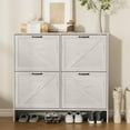 thumbnail image 3 of Shoe Storage Cabinet with 4 Flip Drawers, Farmhouse Narrow Slim Shoes Cabinet, Hidden Shoe Rack Organizer Cabinets for Entryway, Hallway, Foyer, Living Room (4 Drawers, Antique White), 3 of 14