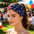 thumbnail image 6 of Qjidjing Knotted Headband, Bandana, Patriotic Star Stripe Pattern with Sweat Absorbent Textile, for Daily Running, Yoga Exercise, 4th of July Holiday Gathering, 6 of 6