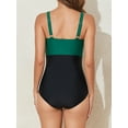 thumbnail image 2 of Tummy Control Swimsuits for Women Slimming One Piece Bathing Suit Modest Padded Ruched Push Up Long Torso Curvy Shapewear V Neck Criss Cross Swimming Suits Full Coverage Swimwear (Black), 2 of 6