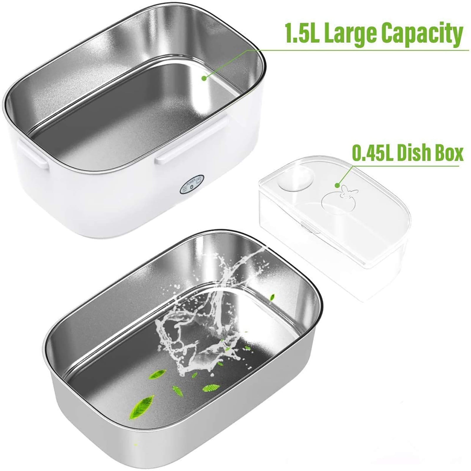 Dengmore 1.5L Stainless Steel Portable Electric Lunch Box, Food Warmer For Men Women Car Office Gray