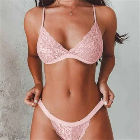 Sentmoon Lingerie for Women Women s Sexy Lingerie Set Floral Print Lace Underwear Color Spaghetti Bra Valentines Lingerie Valentines Day Gifts for Her Up to 40% Off