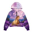thumbnail image 4 of Xoenoiee Horse Butterfly Lavender Print Girls Half Zip Hoodie Lightweight Hooded Sweatshirt Fleece Pullover for Teen Long Sleeve Tops Fall Winter Clothes, 13-14 Years, 4 of 7