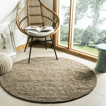 SAFAVIEH Impressions Emmalyn Textured Floral Wool Area Rug  Brown  5  x 5  Round Impressions Rug Collection. High/Low Pile Area Rugs. The Impressions Collection features finely crafted  high-low pile area rugs. Each is made with a plush  luxurious New Zealand wool pile for brilliant  color on color tones and high-touch texture. Impressions area rugs radiate modern character that will enliven the decor of any room of your home. Available in a wide selection of colors  designs and sizes  including hallways runner or foyer rugs.