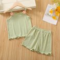 thumbnail image 2 of snilers Girls 2 Piece Outfits Summer Cute Sleeveless Cami Tank Tops and Shorts Vacation Beach Summer Clothing Sets Trendy Activewear Size 1-5 Years, 2 of 3