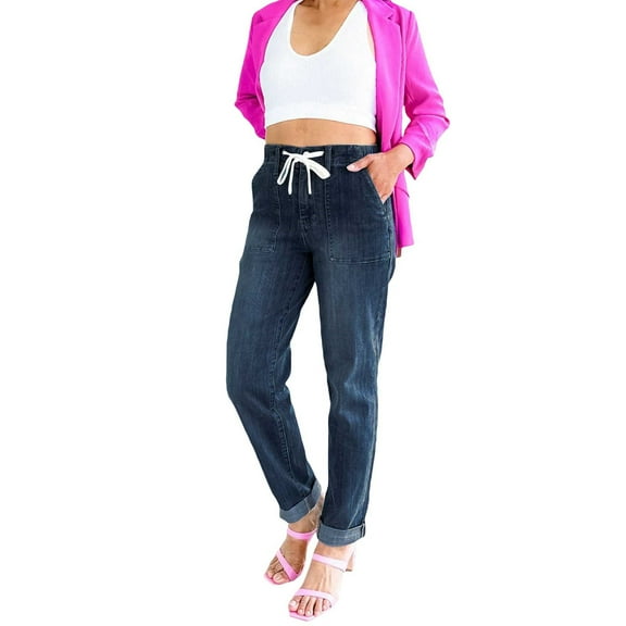 Tittly Jeans for Women Baggy Pants Spring And Autumn Casual Women's Jeans Women's Loose Haron Pants Women's Loose Waist Bargain Casual Straight Jeans Baggy Jeans Pants for Women Trendy Blue L