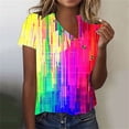thumbnail image 4 of Busydd Womens Tops Summer V Neck Short Sleeve T-Shirts Tie Dye LGBT Pride Shirts Casual Loose Button Equality Blouses Fashion Funny Graphic Tee Tops Plus Size Tops for Women S-5XL, 4 of 5
