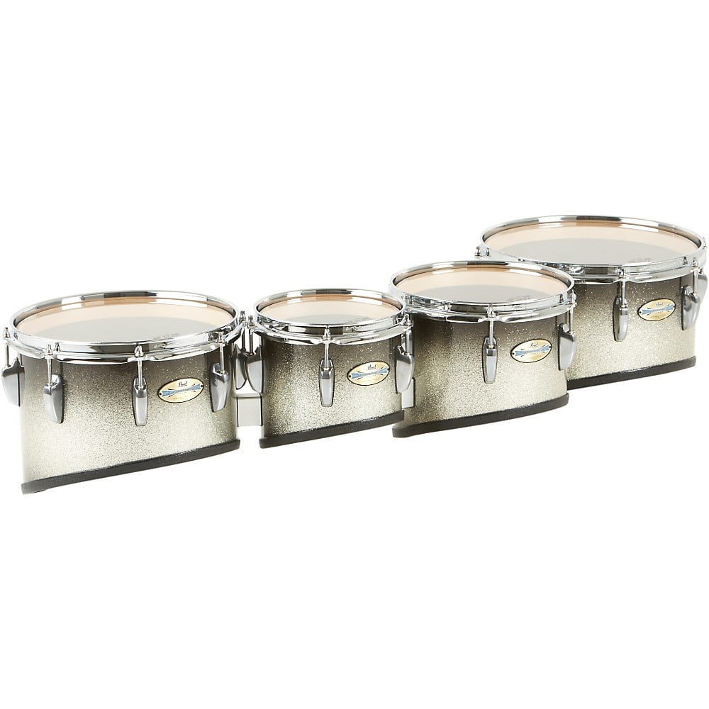 Black Silver Burst 10,12,13,14 Pearl Maple Carbon Core Marching Tenors Shallow Cut Quad Set Drums & Spacers Only 