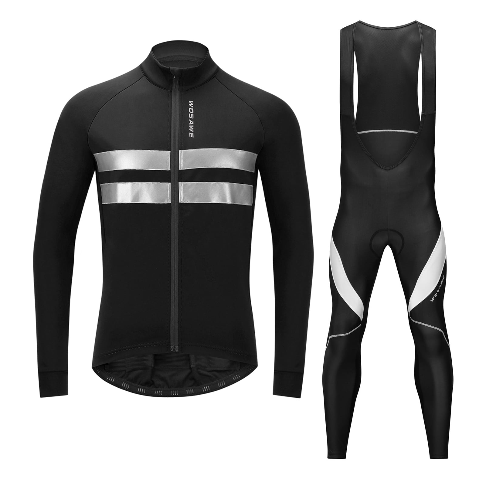 Mens Team Thermal Fleece cycling jersey long sleeve Bib pants set Cycling pants 