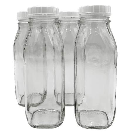 

16 Oz Glass Water Bottle Virtually Unbreakable with Thick Sides and Screw-on Cap