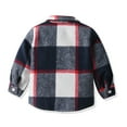 thumbnail image 4 of ZCFZJW Little Kids Toddler Baby Boy Girl Flannel Shirt Jacket Plaid Long Sleeve Lapel Button Down Shacket Fall Winter Warm Coat Outwear A#03-Blue 2-3 Years, 4 of 8
