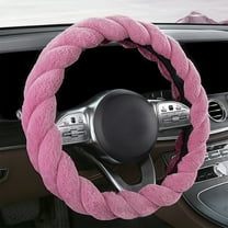 YUVA Winter Steering Wheel Cover, Fleece Rubber, Pink/Green/Blue/Gray/Black, 14-15in, Warm, Anti-Slip, Universal, Easy Install