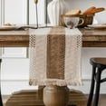 thumbnail image 2 of Boho Table Runner Burlap Macrame Boho Table Runners with Tassels Hand Woven Cotton Table Runner Rustic Farmhouse Table Runners for Bohemian Kitchen Dining Table (12x108 Inches), 2 of 8