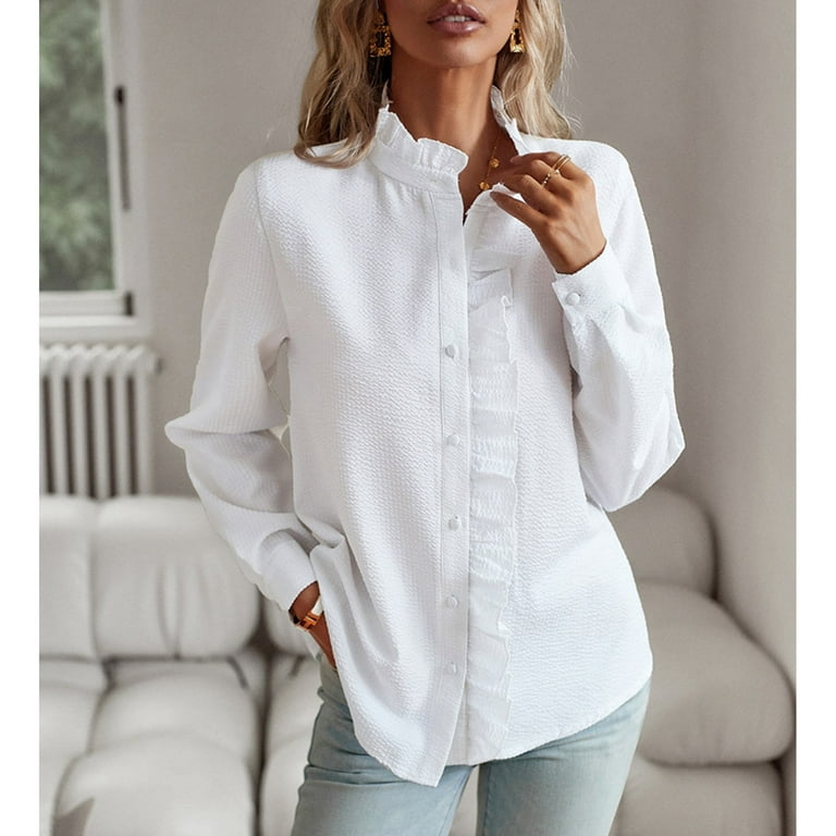 White dress top blouse long sleeve