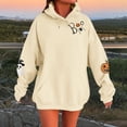 thumbnail image 2 of Women Hoodies Halloween Unisex Alphabet Graphic Pocket Sweatshirt Long Sleeve Pullover Tops Fall Warm Gear Beige L, 2 of 4