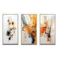 thumbnail image 2 of Designart "Blue Orange Line Art Conceptual Symbolism" Abstract Framed Wall Art Set Of 3 - Teal Line Art Frame Gallery Wall Set For Home Decor, 2 of 7