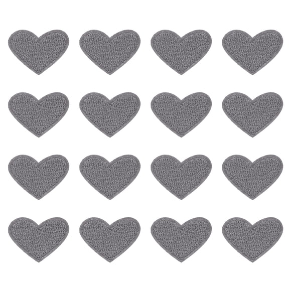 Parches de planchar en forma de corazón Uxcell, parches bordados, apliques, adornos para ropa, gris, 16 piezas