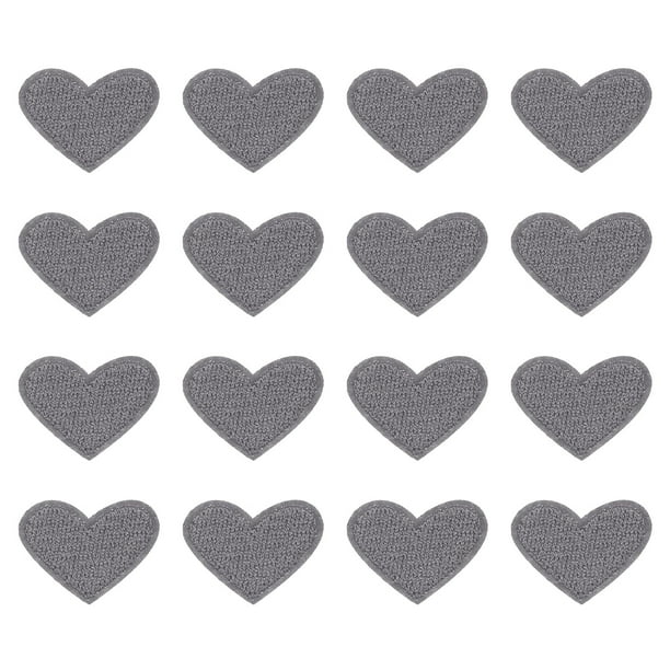 Parches de planchar en forma de corazón Uxcell, parches bordados, apliques, adornos para ropa, gris, 16 piezas
