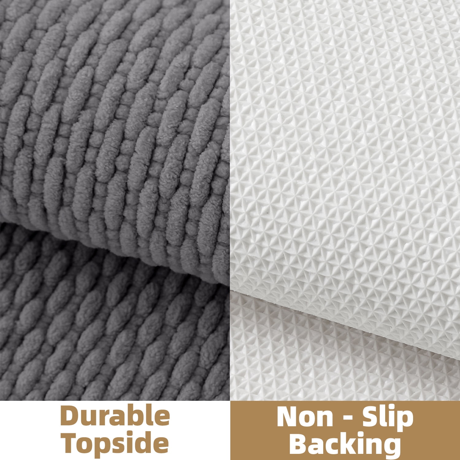 PABUBE Soft Dark Gray Woven Chenille Bathroom Rug, 16"x24", Non-Slip and Absorbent Bath Mat for Bathroom Floor, Machine Washable, Quick Drying