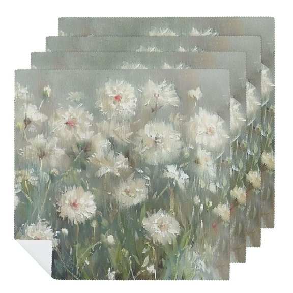 JRXY Flowers Polyester Cloth Napkins Party Dinner Decoration Washable Reusable Napkin for Wedding Restaurant Banquet Cocktail Party, 12 Pack 2 PCS